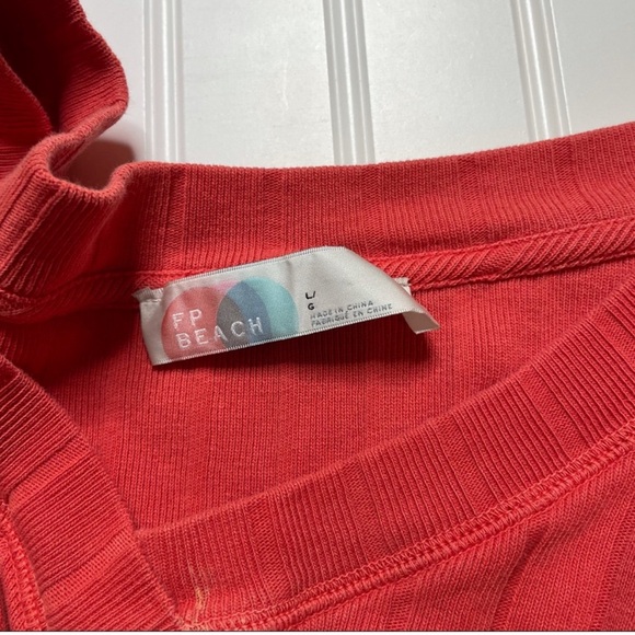 Free People Beach Cropped Orange Pullover Top L - Picture 4 of 5